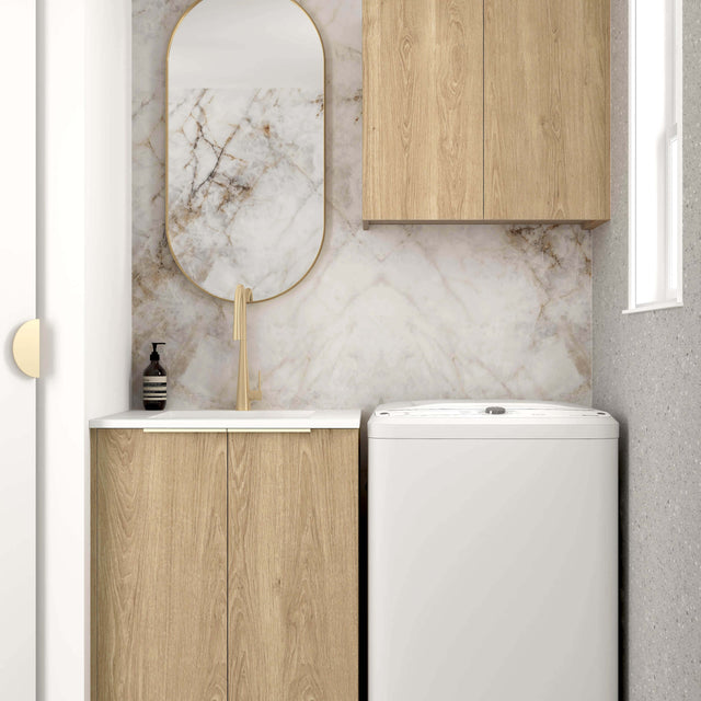 Byron Natural Oak Mini Laundry Set 650mm Laundry Otti Australia Quartz Aterra