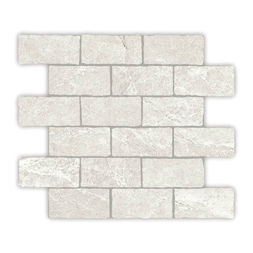 Capri Edge Mosaic 299x305 Tumbled Salt Porcelain Mosaic Tilemall