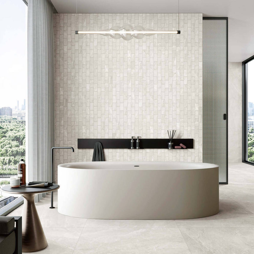Capri Edge Mosaic 299x305 Tumbled Salt Porcelain Mosaic Tilemall