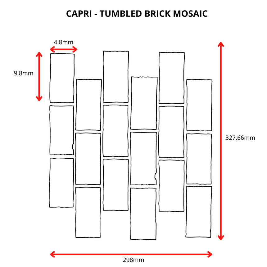 Capri Edge Mosaic 299x305 Tumbled Glacier Porcelain Mosaic Tilemall