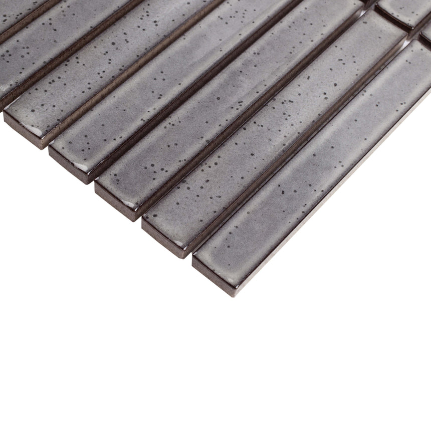 Cottage Mosaic 3D Kit Kat 20x145 Gloss Grey Porcelain Mosaic Tilemall