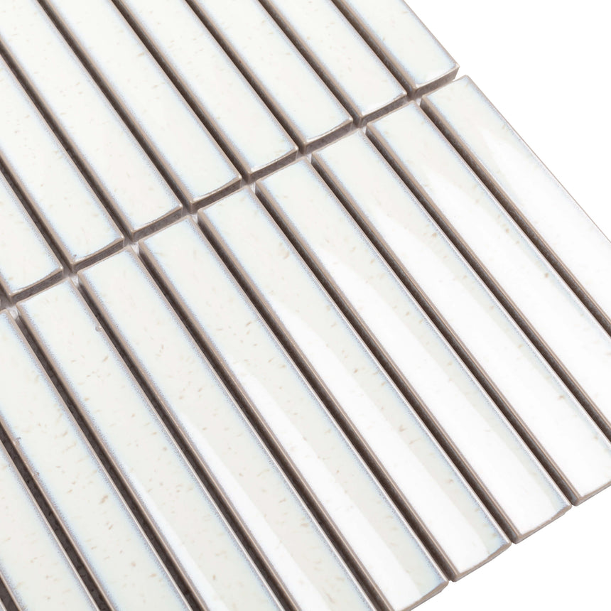 Cottage Mosaic 3D Kit Kat 20x145 Gloss Ivory Porcelain Mosaic Tilemall