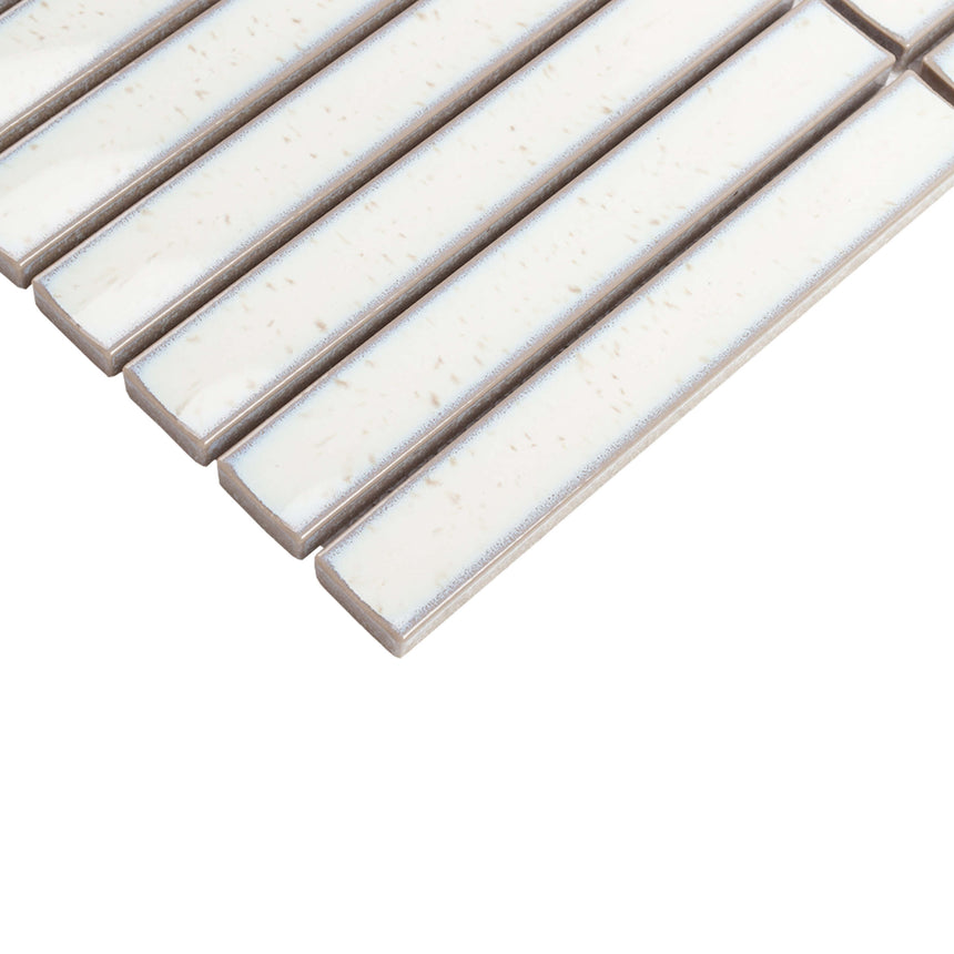 Cottage Mosaic 3D Kit Kat 20x145 Gloss Ivory Porcelain Mosaic Tilemall