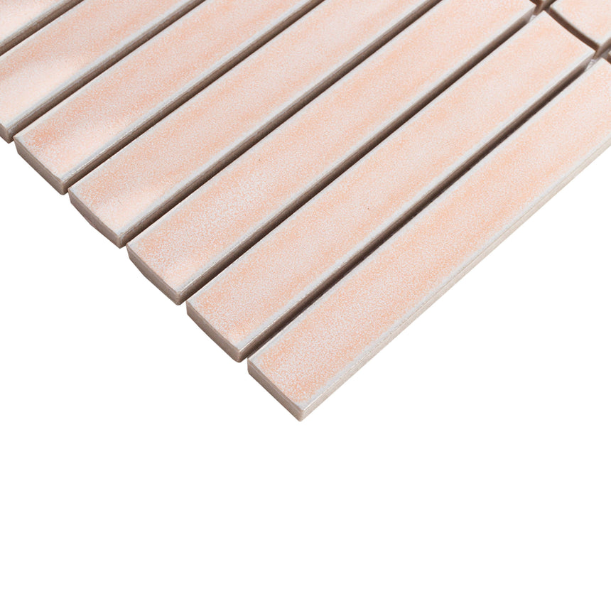 Cottage Mosaic 3D Kit Kat 20x145 Gloss Sugar Rose Porcelain Mosaic Tilemall