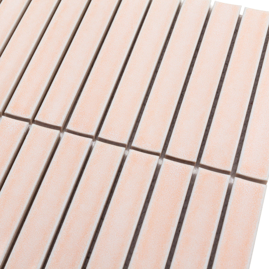 Cottage Mosaic 3D Kit Kat 20x145 Gloss Sugar Rose Porcelain Mosaic Tilemall