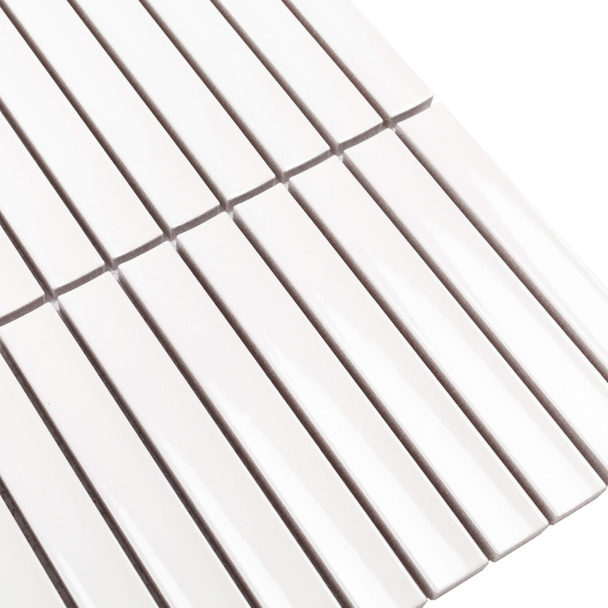 Cottage Mosaic 3D Kit Kat 20x145 Gloss White Porcelain Mosaic Tilemall