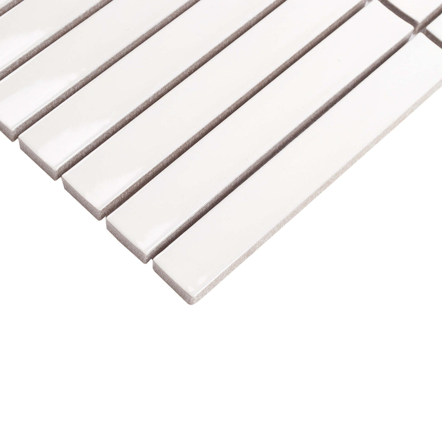 Cottage Mosaic 3D Kit Kat 20x145 Gloss White Porcelain Mosaic Tilemall