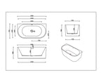 Dover Back to Wall Freestanding bath Overflow 1500mm Gloss White