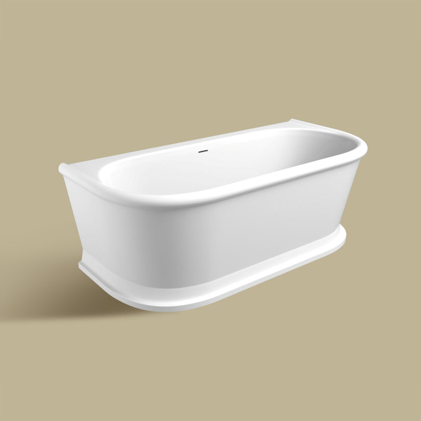 Lukka Dulwich Back to Wall Hampton Style Bathtub Overflow 1700mm Gloss White by Tilemall