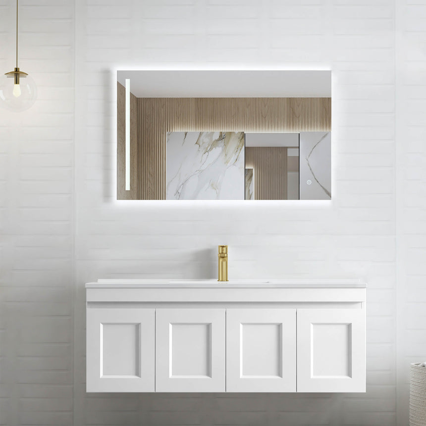 Hampton MKII Matte White Ceramic Top Single Basin Vanity Vanity Otti Australia 1200mm