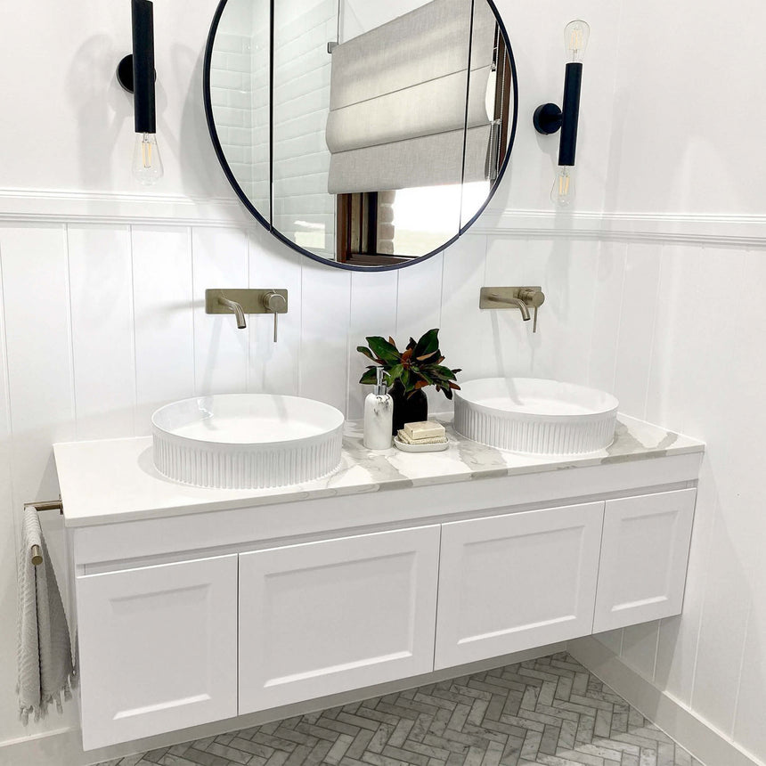 Hampton MKII Matte White Double Basin Vanity Vanity Otti Australia