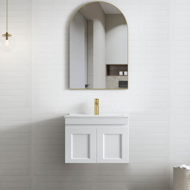 Hampton MKII Matte White Ceramic Top Single Basin Vanity Vanity Otti Australia 600mm