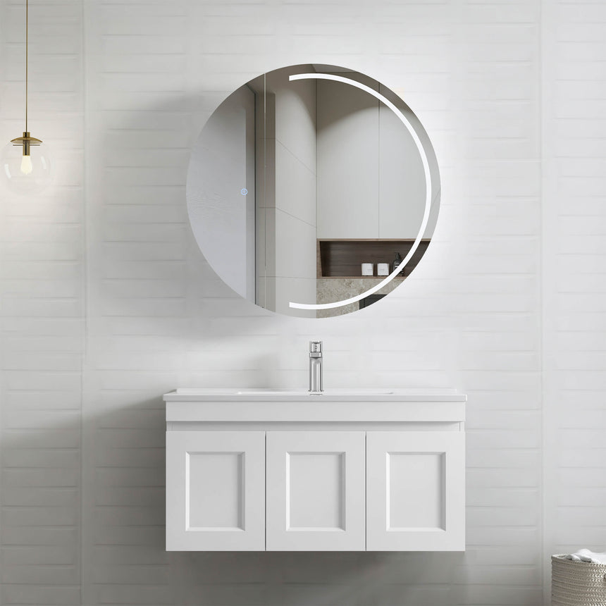 Hampton MKII Matte White Ceramic Top Single Basin Vanity Vanity Otti Australia 900mm