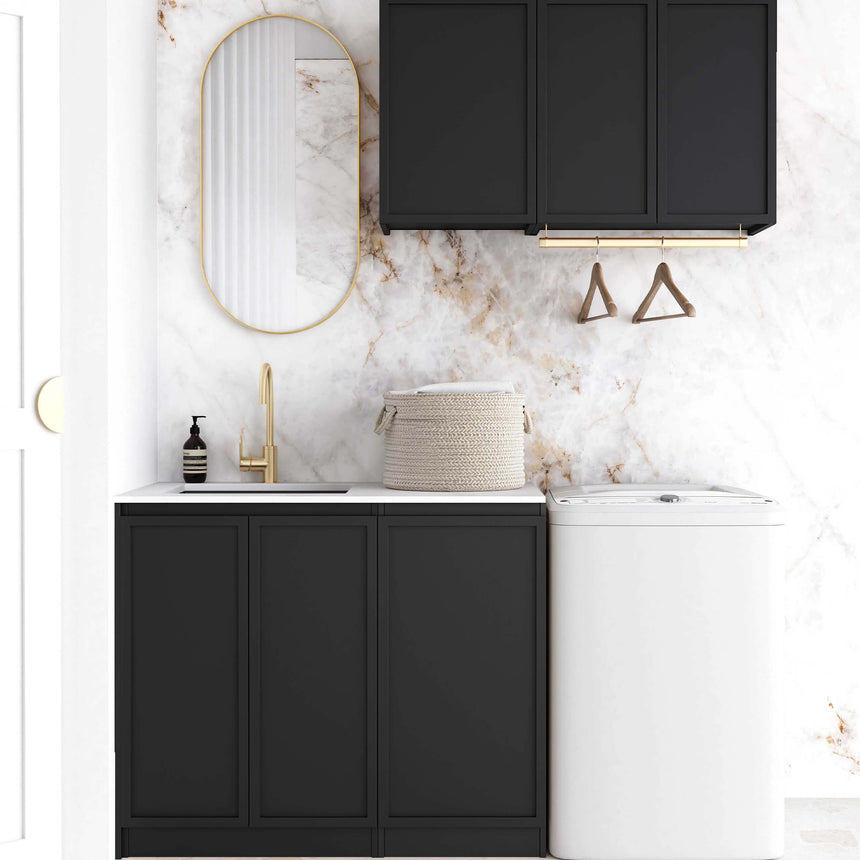 Hampshire Matte Black Laundry Sets 1715mm Laundry Otti Australia Quartz Aterra Type A