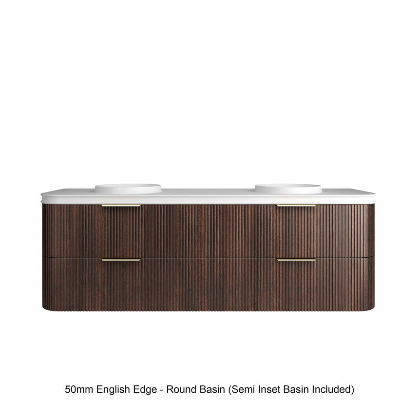 Corner and edge profile detail of Otti Havana Fluted 1800mm sable walnut – view 6 by Tilemall