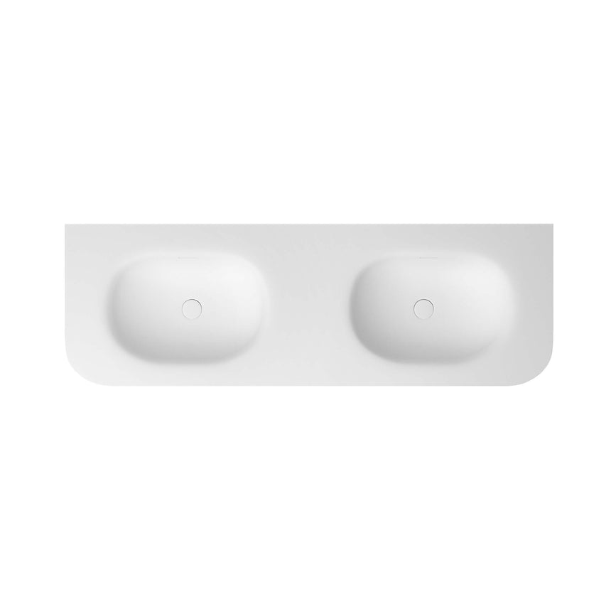 Otti Havana Fluted chloe Silk white double oval basin top for Havana vanity with integrated tap holes by Tilemall