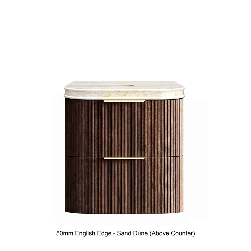 Corner and edge profile detail of Otti Havana Fluted 600mm sable walnut – view 3 by Tilemall