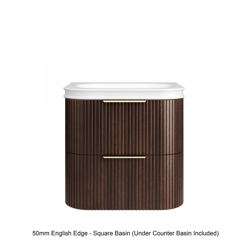 Corner and edge profile detail of Otti Havana Fluted 600mm sable walnut – view 2 by Tilemall