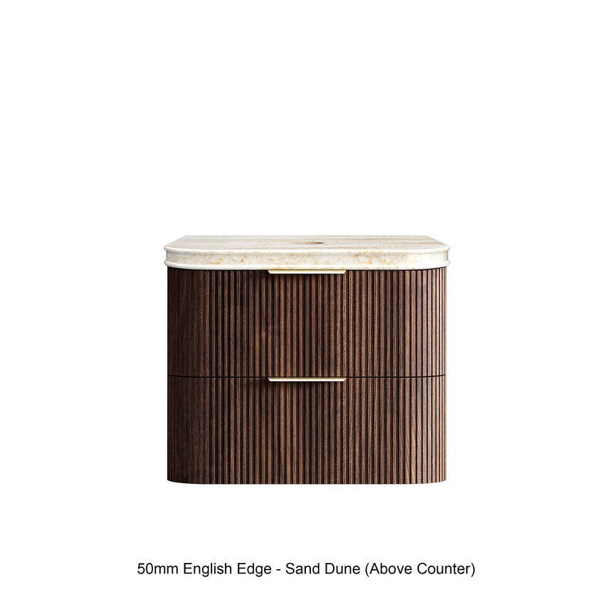 Corner and edge profile detail of Otti Havana Fluted 750mm sable walnut – view 10 by Tilemall