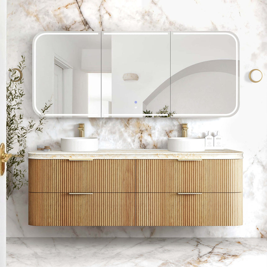 Corner and edge profile detail of Otti Havana Fluted 1800mm woodland oak – view 8 by Tilemall