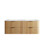 Havana Woodland Oak Fluted Wall Hung Double Basin Vanity Chloe Silk Top