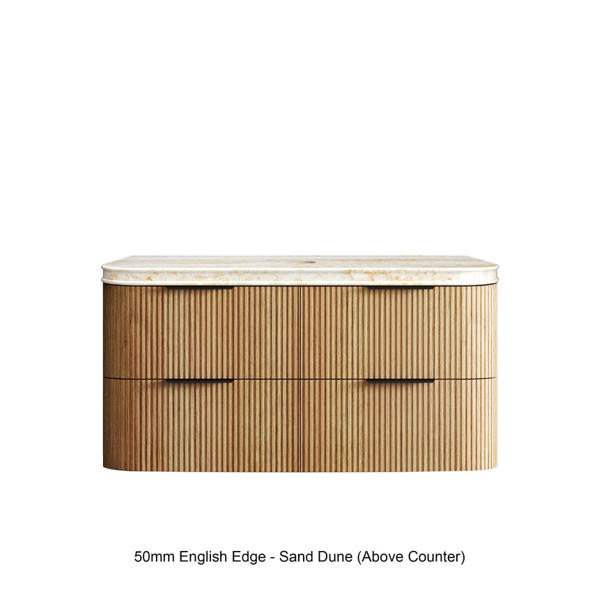 Corner and edge profile detail of Havana Fluted woodland oak