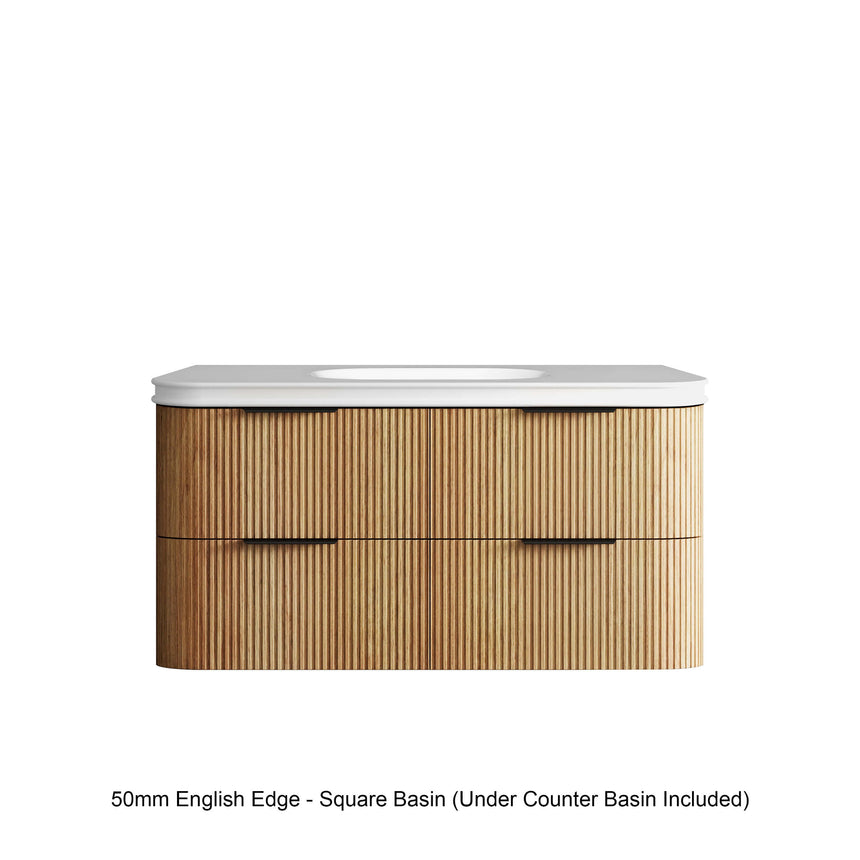 Corner and edge profile detail of Havana Fluted woodland oak