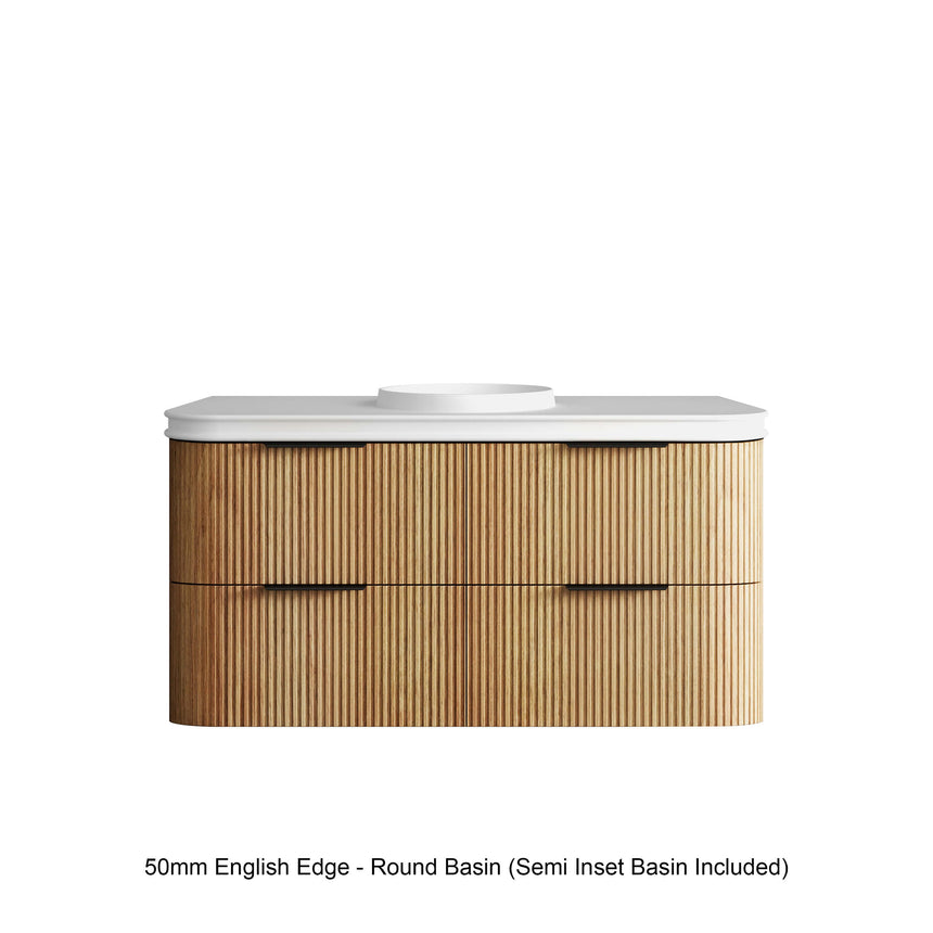 Corner and edge profile detail of Havana Fluted woodland oak