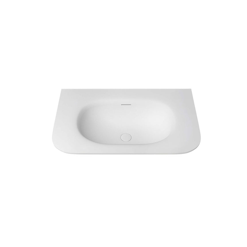Otti Havana Fluted chloe ceramic basin detail, white gloss finish with curved rim and centre tap hole by Tilemall