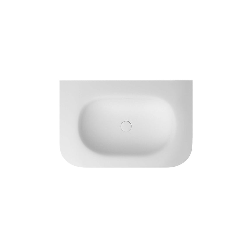 Otti Havana Fluted chloe white basin top view, oval shape with single overflow opening by Tilemall