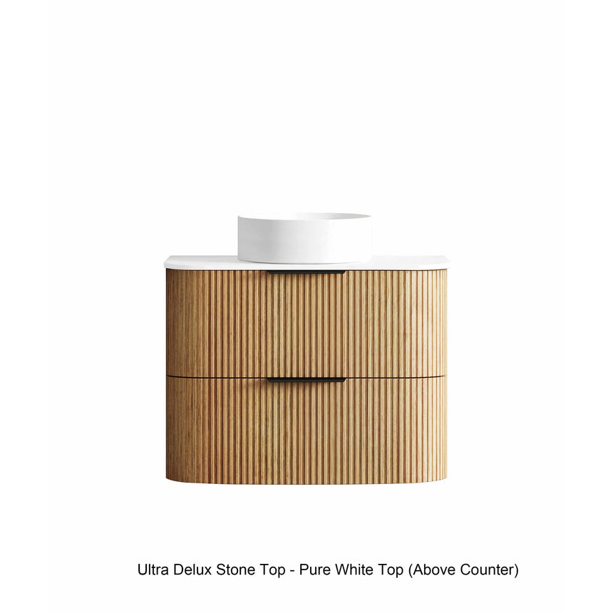 Ultra Delux stone top Pure White finish for Otti Havana Fluted vanity by Tilemall