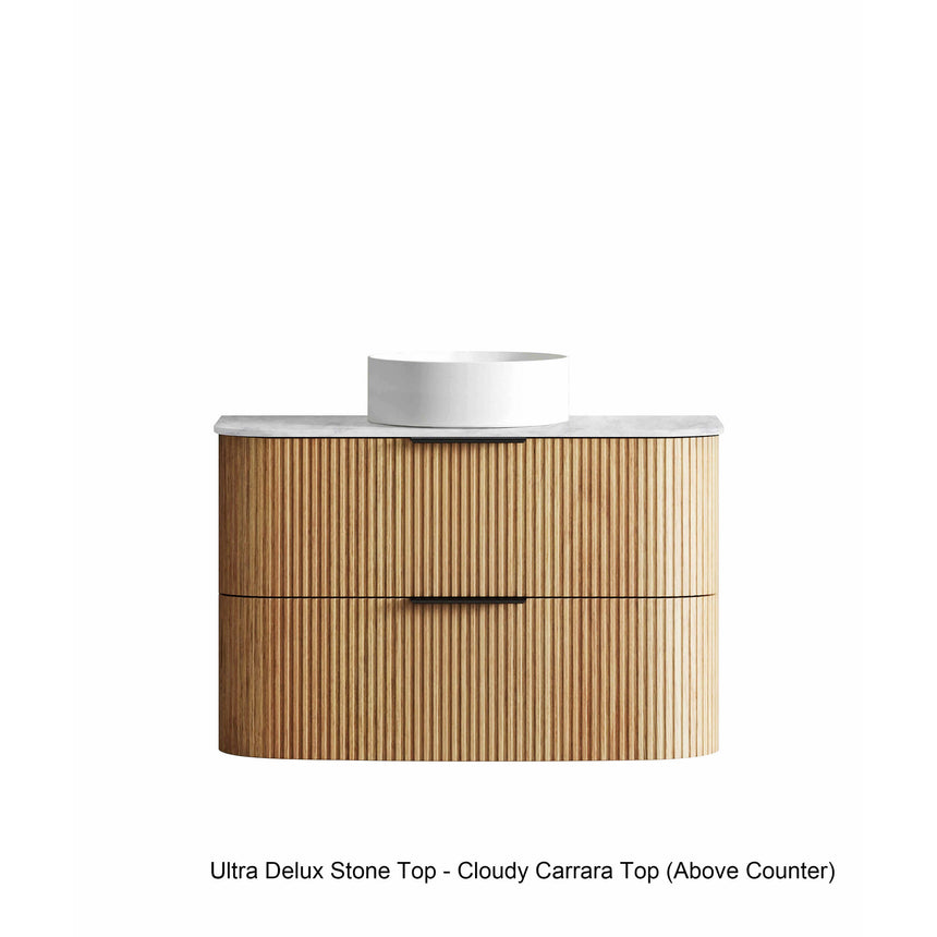 Otti Havana Fluted vanity mirror detail showing reflected interior and LED lighting by Tilemall