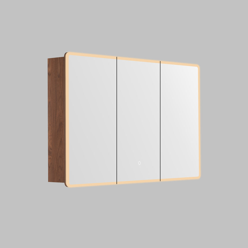Lukka Avola PVC Triple LED Shaving Cabinet 1200x750mm Avola triple LED shaving cabinet with warm amber LED lighting by Tilemall