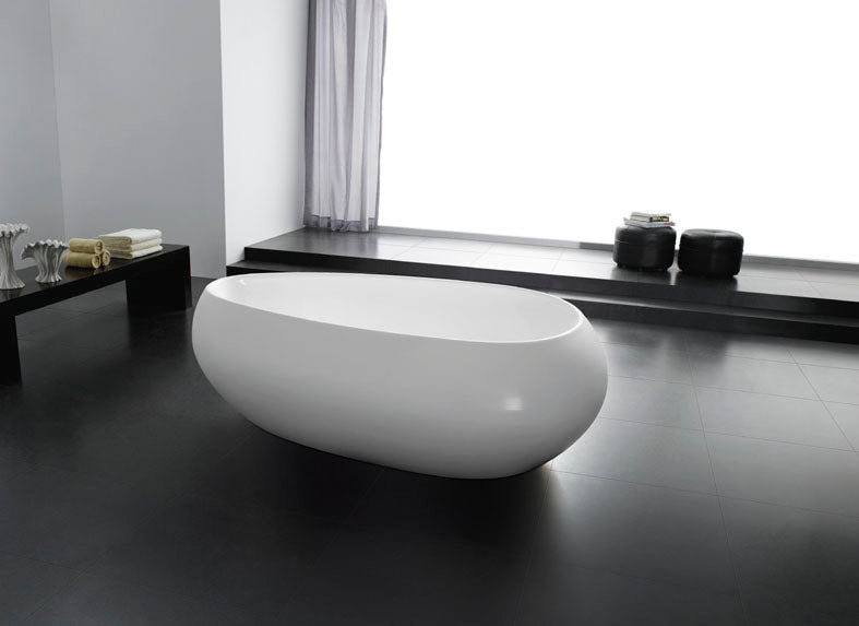 Lukka Voga Acrylic Freestanding bath Overflow 1700mm Matt White by Tilemall