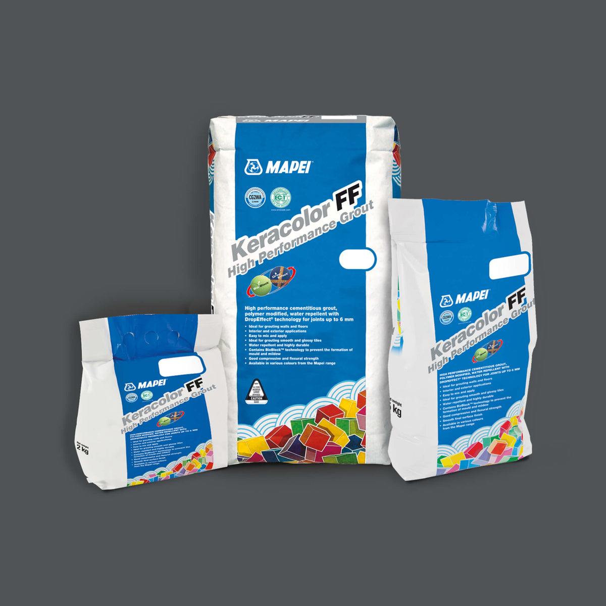 Mapei Keracolor FF 20kg anthracite grout bags in various sizes by Tilemall