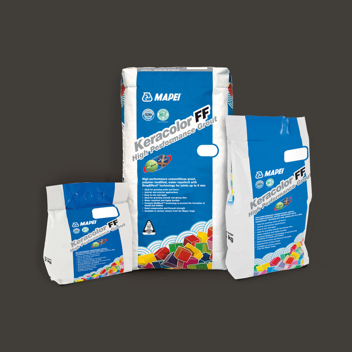 Mapei Keracolor FF 20kg black tile grout bags in various sizes by Tilemall