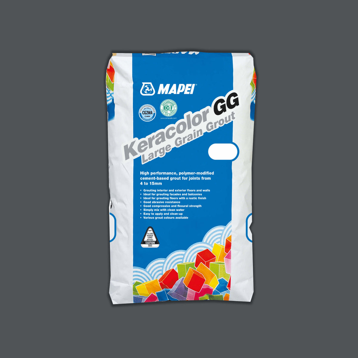 Mapei Keracolor GG 20kg anthracite large grain grout by Tilemall, blue and white packaging