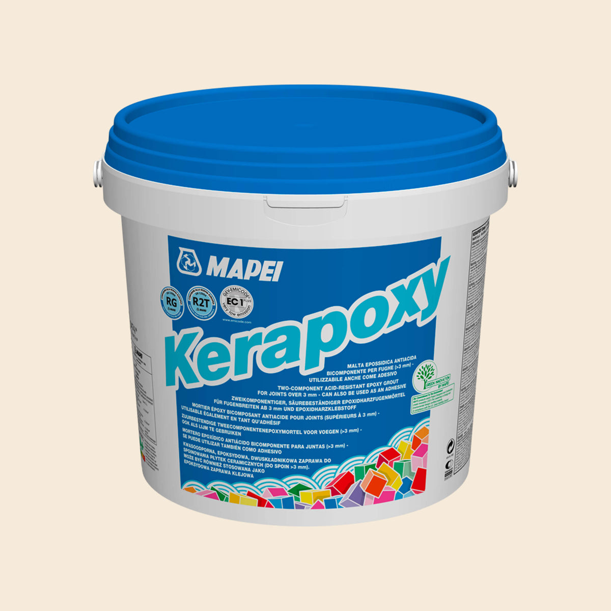 Mapei Kerapoxy 10kg epoxy grout jasmine 130 by Tilemall, two-component acid-resistant tile grout in white bucket