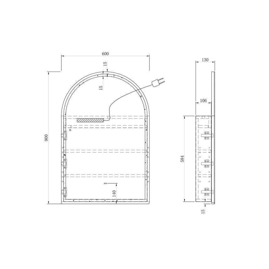 Archie LED Shaving Cabinet 900x600mm LED Shaving Cabinet Otti Australia