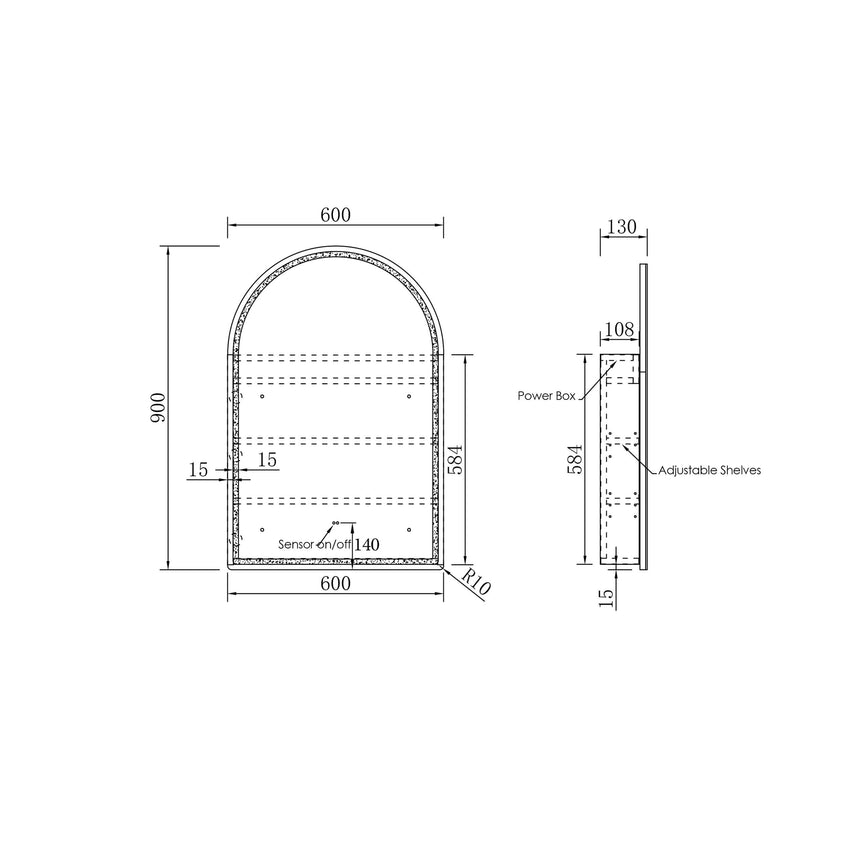 Archie LED Shaving Cabinet 900x600mm LED Shaving Cabinet Otti Australia