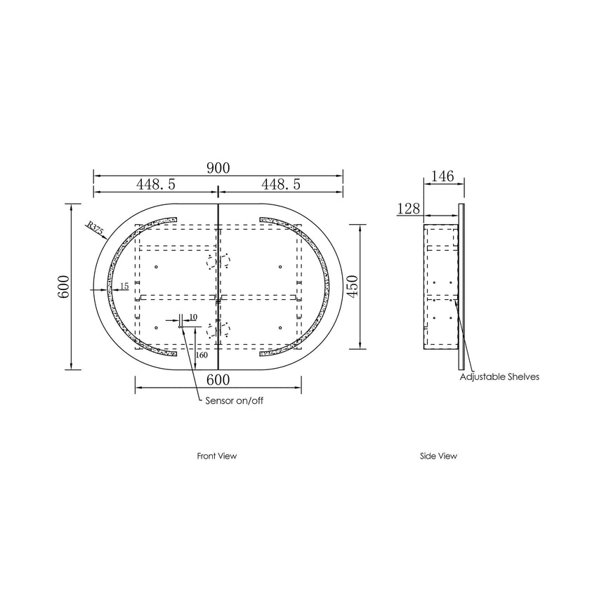 Bondi LED Black Oak Shaving Cabinet LED Shaving Cabinet Otti Australia