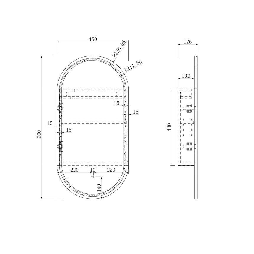 Noosa LED Shaving Cabinet 900x450mm LED Shaving Cabinet Otti Australia