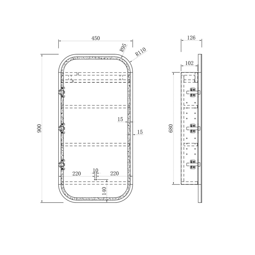 Newport LED Shaving Cabinet 900x450mm LED Shaving Cabinet Otti Australia