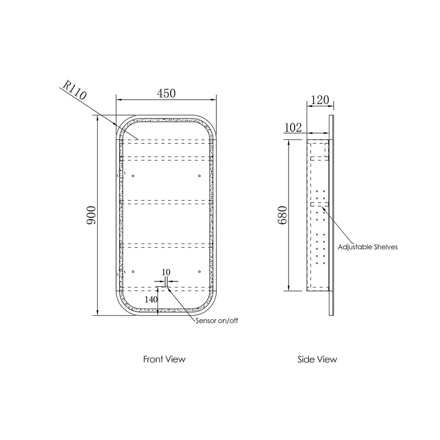 Newport LED Shaving Cabinet 900x450mm LED Shaving Cabinet Otti Australia