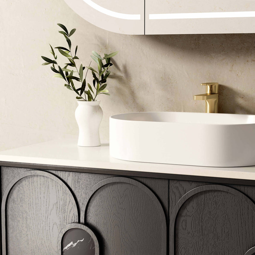 Technical dimensions diagram for Otti Laguna MK II 1190mm double wall-hung vanity by Tilemall