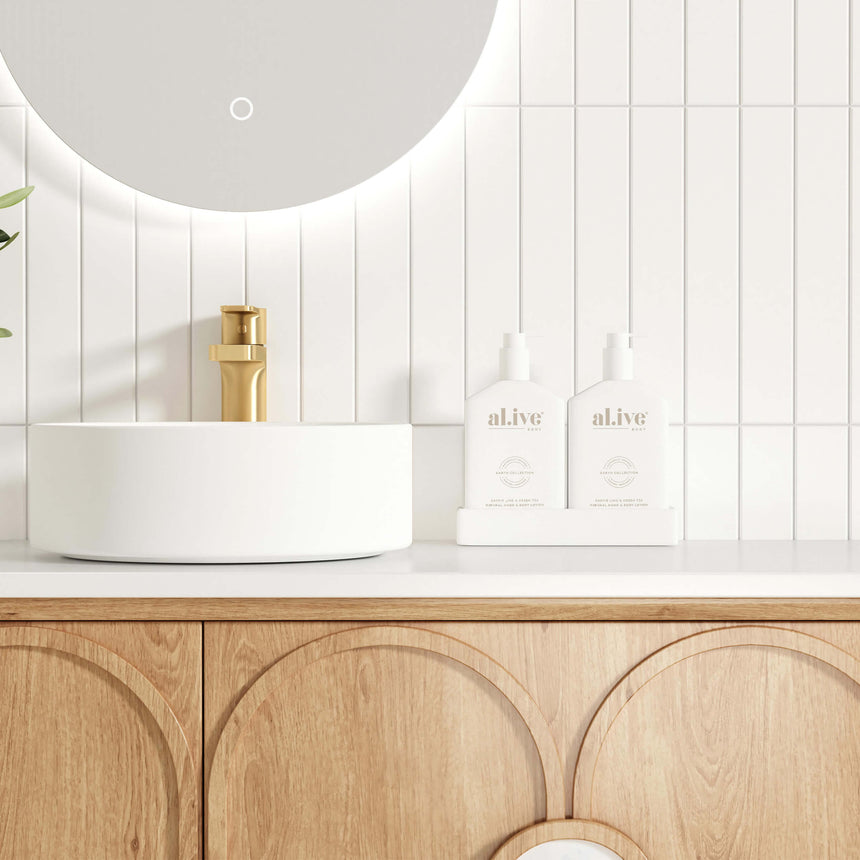 Otti Laguna MK II natural oak vanity installed in bathroom interior with open drawers by Tilemall