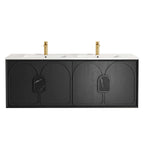 Laguna MK II Black Oak Wall Hung Double Basin Vanity Ceramic Top