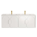 Laguna MK II Matte White Wall Hung Double Basin Vanity Ceramic Top