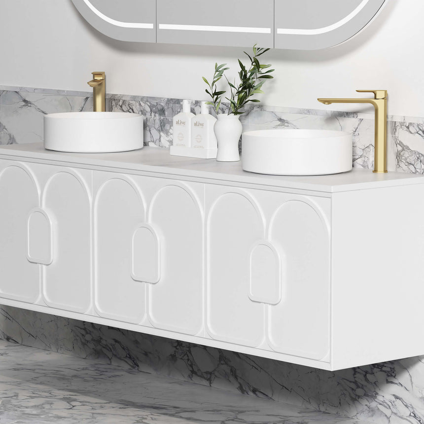 Technical dimensions diagram for Otti Laguna MK II 1790mm wall-hung triple basin vanity option by Tilemall