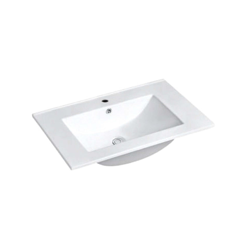 Otti Laguna MK II rectangular undermount ceramic basin, matte white, 610x465mm with single tap hole by Tilemall